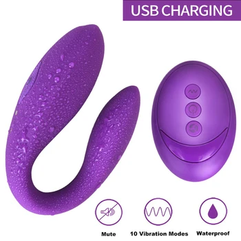 10 SpeedsWireless Vibrator Odraslih Igrače Pari USB Polnilne Dildo G Spot U Stimulator Dvojne Igre za Odrasle Sex Igrača Za Ženske
