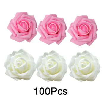 100 kozarcev Roza &White Rose Glave Umetne Rože Domov Okrasni Venci Dobave