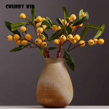 12pcs/veliko ! debelo Visoko simulacije 71 cm dolg umetni Loquat sadje veje rumene ponaredek sadje Keramične vaze okrasna drevesa