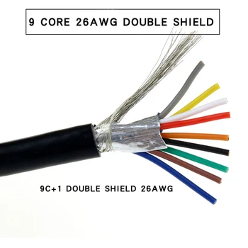 1M Čistega Bakra 9 pin Zaščiteni Skladu DB9 Priključni Kabel RS232 Serijski Podatkovni Signal Kabel 24 26 28 30 AWG Industriji PLC Nadzor Linije
