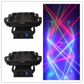 2 kosov Novih RGB Barvna RGB 8 oko laserski žarek se gibljejo pajek laser gibljive glave za Božič fazi
