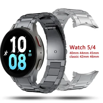 20 mm Watchband za Samsung Galaxy Watch 5 Pro 45mm Klasičnih 42mm 46mm Titanium v Kovinski Trak za Galaxy Watch 5/4 40 mm/44 mm Črna