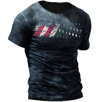2022 Nove Vroče Prodaje Poletne Moške Vintage Print Majica s kratkimi rokavi Ameriško Zastavo 3D Tiskanja Moda Moška Oblačila Preveliko Majico Camisetas Vrhovi