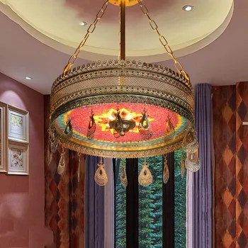 2022 turški steklena restavracija spalnica lestenec, Jugovzhodna Azija Retro Umetnosti Hodnik, zasebna soba, dekorativni vzdušje lučka