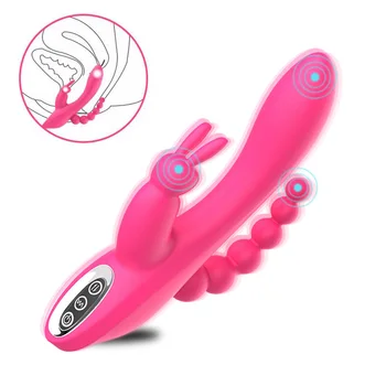 3 v 1 G-Spot Zajec Analni Vibrator Butt Plug Dildo 12 Načinov Klitoris Spodbujanje Vagina Masaža Sex Igrača za Ženske, Seks Odraslih Izdelki