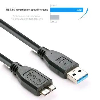 30 CM Črna Mini Prenosni USB 3.0 Moški A Do Mikro B Podatkovni Kabel Kabel Svinca Žica Za Zunanji Trdi Disk