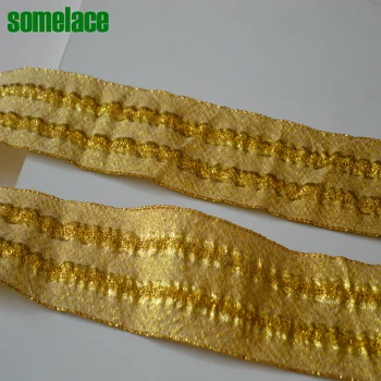 4.5 cm širok(5yds/veliko)fluorescence zlato pentljo vezenine, čipke Visoko kakovost čipke vezene tkanine lace2018102711