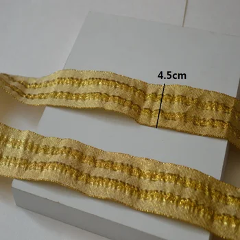 4.5 cm širok(5yds/veliko)fluorescence zlato pentljo vezenine, čipke Visoko kakovost čipke vezene tkanine lace2018102711 1