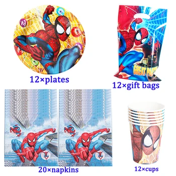 56Pcs Spiderman, Disney Super Junak Rojstni Dekoracije, papirnate Skodelice Plošče Plenice Baby Tuš Fantje Kot Darilo