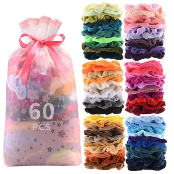 60 barve/paket elastični trakovi za lase za dekleta, lase pribor zanke adlult lase vrv kabel, žamet poceni izdelke z brezplačna dostava