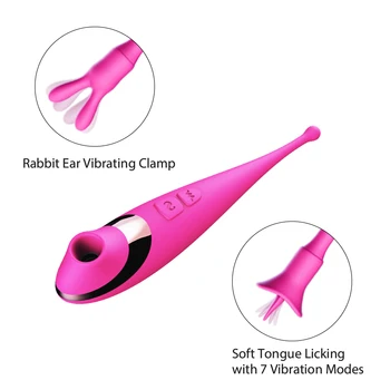 7 način zajec ušesa z vibriranjem Silikona, G-spot Vibrator za Klitoris Vagine jezika lizanje in sesanje vibracije Stimulator za odrasle Sex Igrače
