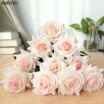 AGMSYEU simulacije en rose Gumi ročaj vlažilne rose robljenjem rose Valentinovo šopek doma dekoracijo ponaredek cvet 1