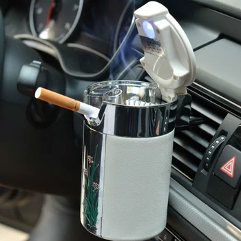 Avto 1PC Najnovejši Prenosni Cigare, Cigarete Pepelnik Brezdimni Ogljikovih Vlaken Avto Pepelnik Z Led Luči