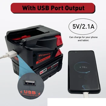 Baterija Adapter Pretvornik Z USB Port Polnjenje Za Milwaukee M&18 18V Li-Ion Baterija Za Milwaukee V18 48-11-1830 3