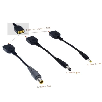 DC Kvadratnih USB Ženski 7.9x5.5 mm 4.0 Moški Pretvornik za izmenični Tok v Priključek Kabel Kabel Za Lenovo Thinkpad Adapter za Polnilnik