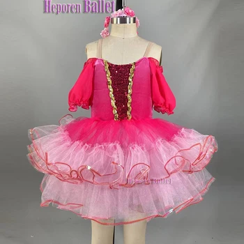 Dekleta Balet Obleko v Rose Barve Za Puhasto Stranka Giselle Balerina Tutus