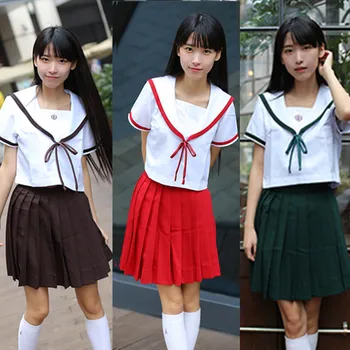 Dekleta Kratka sleeved Šolsko Uniformo Lady Mornar Šolskih Uniform po Meri Japonske Serije Splice Ovratnik Mornar Enotno D-2011