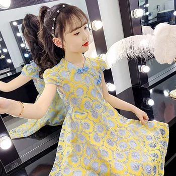 Dekleta Poletje 2022 Hanfu Princesa Obleko Cheongsam Dekleta Stranka Študent Moda Kitajski Stil Oblačenja 8 Let, Dekleta Obleke za Otroke
