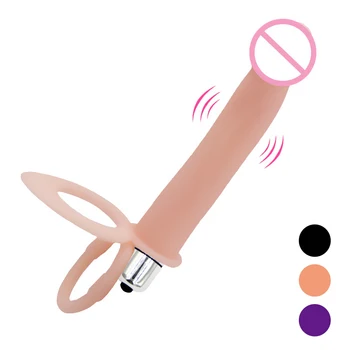 Dvojno Penetracijo Vibrator Penis Strapon Dildo z vibriranjem Trak Na Penis Analni Čep za Človeka, za Odrasle Sex Igrače za Začetnike