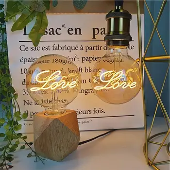 Edison Žarnica Retro Edison Ljubezensko Pismo Žarnica Ustvarjalne Zlati Topla Svetloba Stekla Lestenec Namizna Svetilka