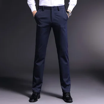 High-end priložnostne hlače spomladi in jeseni nov elastična naravnost poslovnih barva hlače za moške