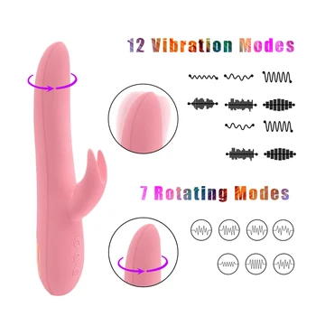 HoozGee Rabbit Vibrator Ženske Ženske, Seks Igrače, Izdelki 7 Hitrost Vrtenja 10 Vibracije Spodbujanje Vagina Dildo Palica z Ogrevanje 3