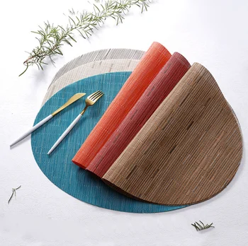 Japonski Bamboo Grain Mat Mat PVC Eliptičnih xi lahko dian Placemat za Jedilno Mizo in Kuhinjski Pribor coasters