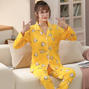Jeseni in Pozimi 2021 Nove Ženske Pižame Dolgo sleeved Hlače Jopico Risank Anime Domov Storitev