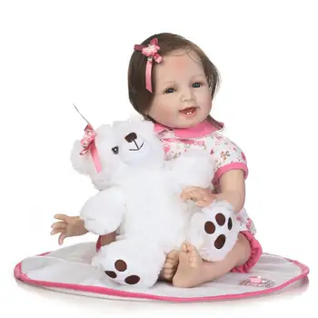 kawaii mehko živali medved plišastih igrač za deklice s 55 cm smeh dojenček rodi mehak silikonski vinil krpo telo lifelik dojenčki bebe igrača