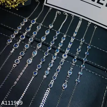 KJJEAXCMY boutique nakita 925 sterling srebro vdelan Naravnih safir ženska Zapestnica podporo zaznavanja finih