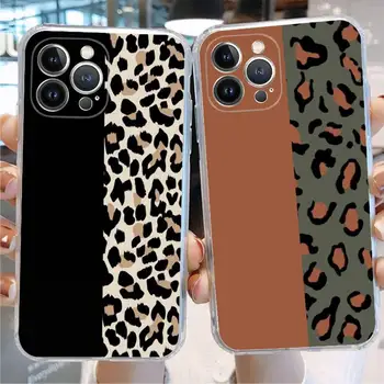 Leopard Natisniti Primeru Telefon Za iPhone 11 12 13 14 Mini Pro Max XR X XS TPU Jasno Primeru Za 8 7 6 Plus SE 2020