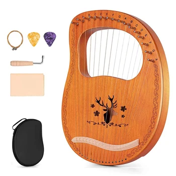 Liro Harfo, 16 String Mahagoni Vezane Telo Niz Instrument, s Tuning Ključa in Skladiščenje Vrečka&Tuning Orodje