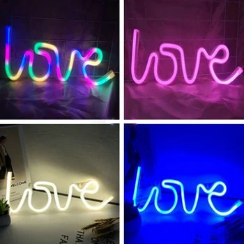 Ljubezen LED Luči Neonske Luči Prijavite Spalnica Dekor Neon Znak Nočna Lučka za Sobe Wall Art Bar Stranka USB ali baterijsko