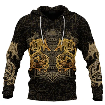 Moda Jeseni puloverju Viking Odin Volk Fenrir 3D Tiskanih Dolg rokav Hoodie/Unisex Majica Priložnostne Športna JAKNA MOŠKI