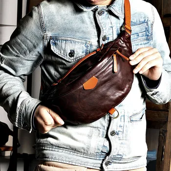 Modni visoke kakovosti pravega usnja moške prsi vrečko oblikovalec organizator luxury real cowhide cross-body bag večnamensko torbici