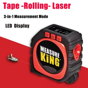 Multi-funkcijo 3in1 Roll Kabel Laser Rangefinder Distance Meter Tračni Orodje z LED Display-em 1