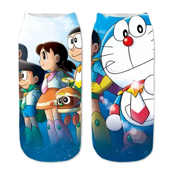 Najstnik Kratka Nogavica Kawaii Gleženj Nogavice Anime Doraemon 3D Tiskanih Risanka najstnik Naravnost Nogavice Moški Ženske Kratke Nogavice