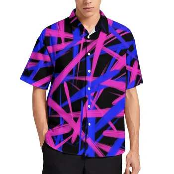 Neon Barve Hawaiian Rokavi Moški Grafični Umetnosti Tiskanja Priložnostne Majice, Bluze Kratek Rokav Trending Preobsežne