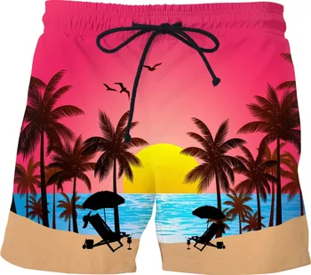 Nova Moda poletje vibes hlače Hawaiian Beach Dlani drevesa 3D Tiskanih Moški/Ženski Novost Priložnostne Hlače
