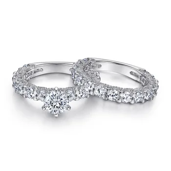 Novi Evropski in Ameriški s925 srebrni prstan ženske določi modni šest-nevihte vdelan vrstico diamond 5A cirkon obroč, nakit,