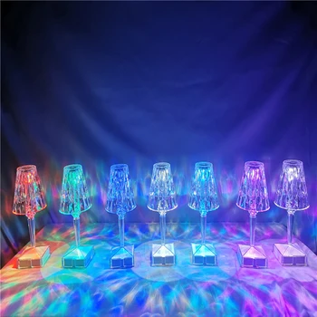 Novi Kristalni Dotik Noč Svetlobe Diamantni Kristal namizne Svetilke LED Dekorativna namizne Svetilke RGB Pisane Barve-Spreminjanje Dekorativne Svetilke