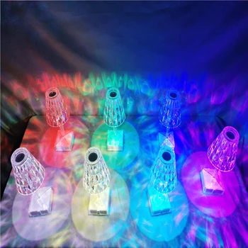 Novi Kristalni Dotik Noč Svetlobe Diamantni Kristal namizne Svetilke LED Dekorativna namizne Svetilke RGB Pisane Barve-Spreminjanje Dekorativne Svetilke 4