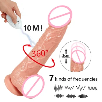Ogrevanje Realističen Dildo, Vibrator Mehki Silikonski Velik Penis G Spot Vagine, Vibratorji Masturbator Teleskopsko Dildos Sex Igrača Za Ženske