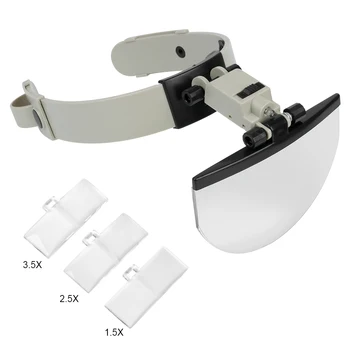 Optične Leče LED Magnifier Čelada Povečevalna Stekla 4Pcs Objektiv Za Branje Vezenje Vzdrževanje Head-mounted