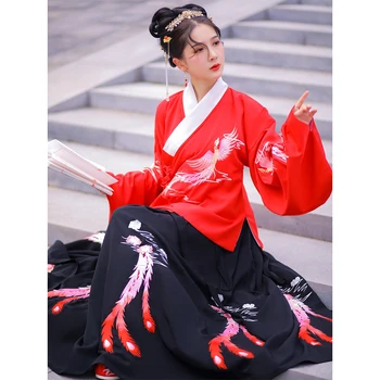 Phoenix Vezenje Hanfu Ženske Ples Kostum Orientalske Pravljice Obleko Folk Festival Obleko Rave Uspešnosti Oblačila 2 Kos DC4680 0