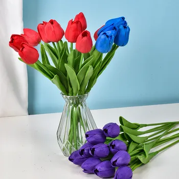 Poceni Umetno Pravi Dotik Tulipani Cvetje, Poročni Šopek, Dekoracijo Ponaredek Cvetje Dnevna Soba Tabela Doma Dekor Dodatki