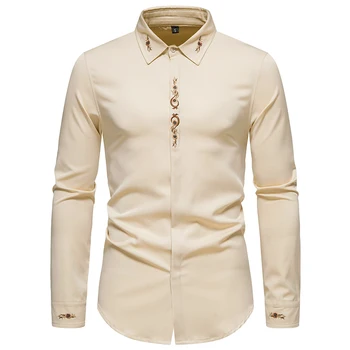 Prikrivanje Phoenixtail Vezenje moška Majica Fashion River Dolgimi Rokavi Majica za Moške Trend Slim Fit Fake Luksuzni moška Oblačila