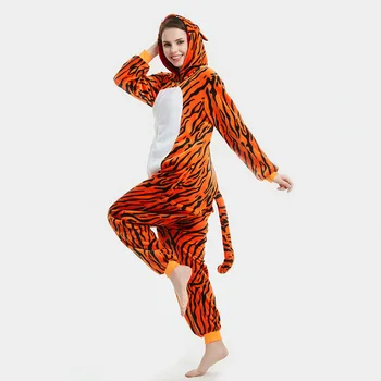 Richkeda Shrani Novo 2021 Plus Velikost Runo Tiger Pižame Ženske Šiv Onesie Živalske Kostume Jumpsuits Nekaj Coverall Pižami