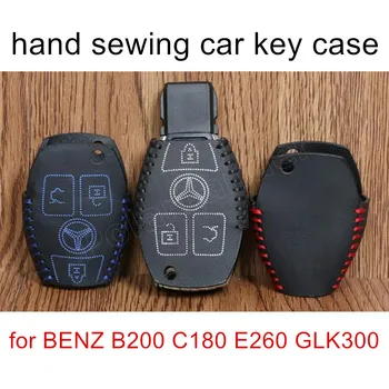 Samo Rdeči avto ključ pokrov so primerni za BENZ B200 C180 E260 GLK300 E200 M serija serija C GLC300 avto ključ primeru Ročno šivanje Pravega usnja