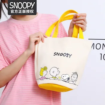 Sanrio Kawaii Snoopy Anime Risanke Srčkan Print Platno Vrečko Srčkan Torbici Prenosni Boben Torba Torba Messenger Bag Tote Vrečko